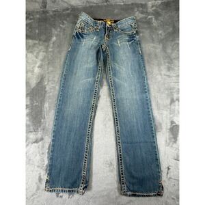 Iron Horse Jeans Women's 4 Regular Medium Wash Thick Stitch Straight Leg Denim
